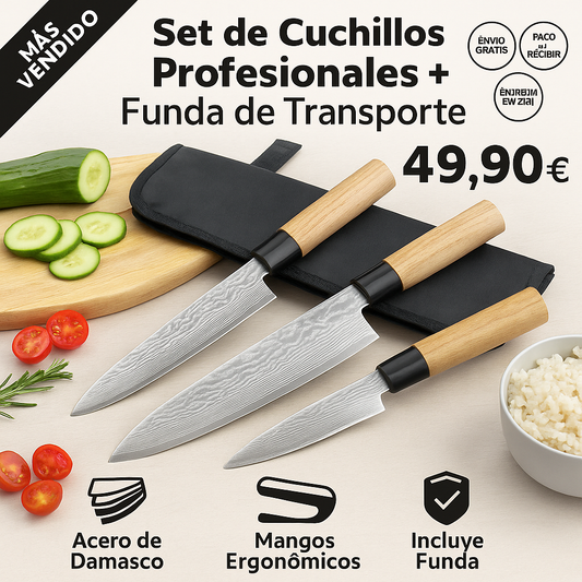 Set de Cuchillos Profesionales + Funda de Transporte