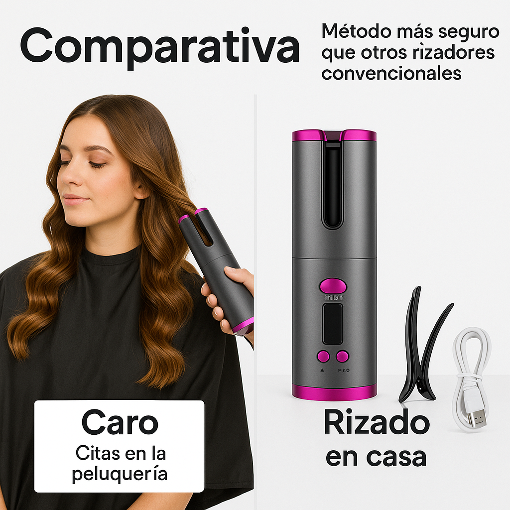 Rizadora CurlMaster 360 - Rizos perfectos en segundos, sin tirar ni dañar el cabello.