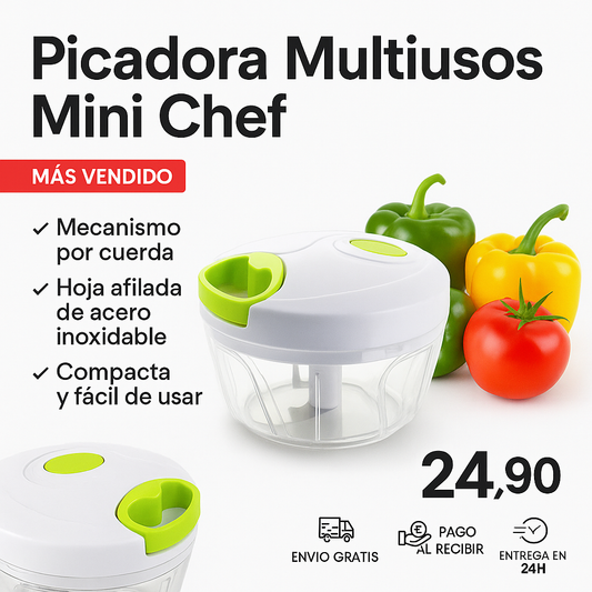 Picadora Multiusos Mini Chef – ¡Tu Ayudante Ideal en la Cocina! 50% OFF