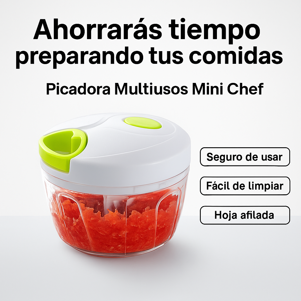 Picadora Multiusos Mini Chef – ¡Tu Ayudante Ideal en la Cocina! 50% OFF