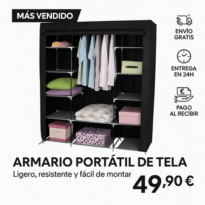 Closet Portátil Plegable - Tu Aliado para Organizar Fácil, Sin Complicaciones 50% DE DESCUENTO