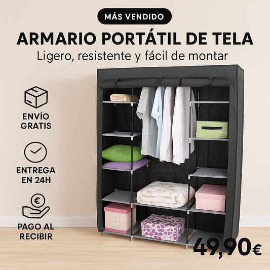Closet Portátil Plegable - Tu Aliado para Organizar Fácil, Sin Complicaciones 50% DE DESCUENTO