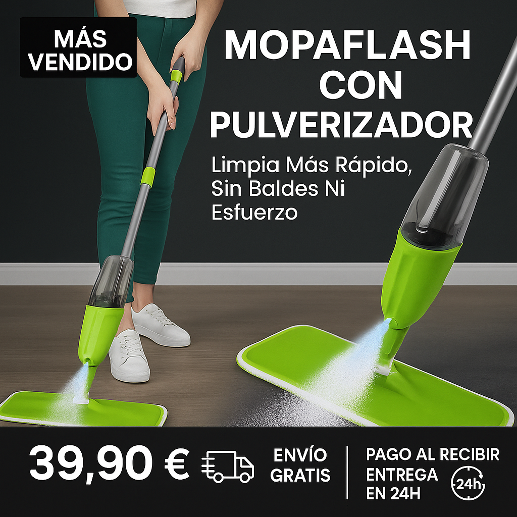 MopaFlash con Pulverizador: Limpia Más Rápido, Sin Baldes Ni Esfuerzo