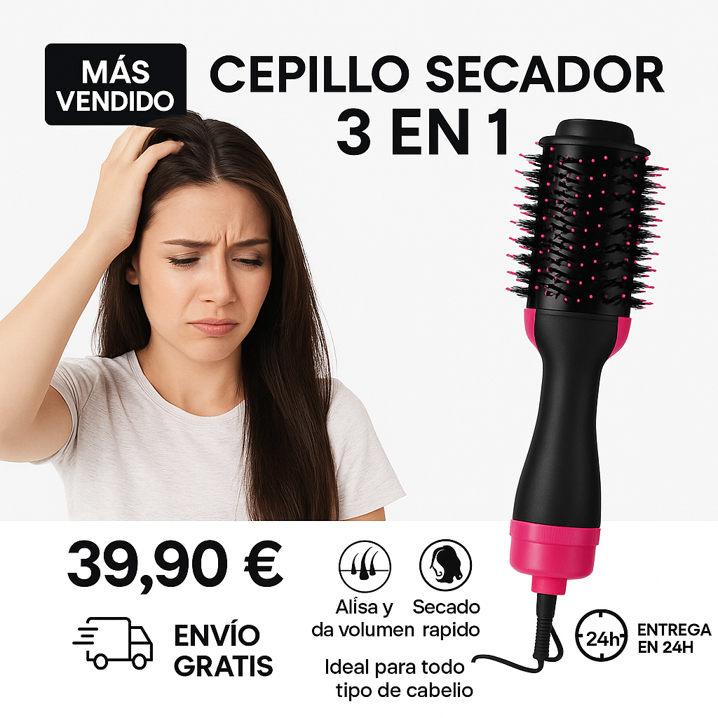 Cepillo Multifuncional 3 En 1 - Peina - Seca - Alisa
