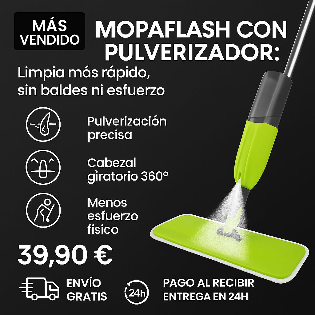 MopaFlash con Pulverizador: Limpia Más Rápido, Sin Baldes Ni Esfuerzo